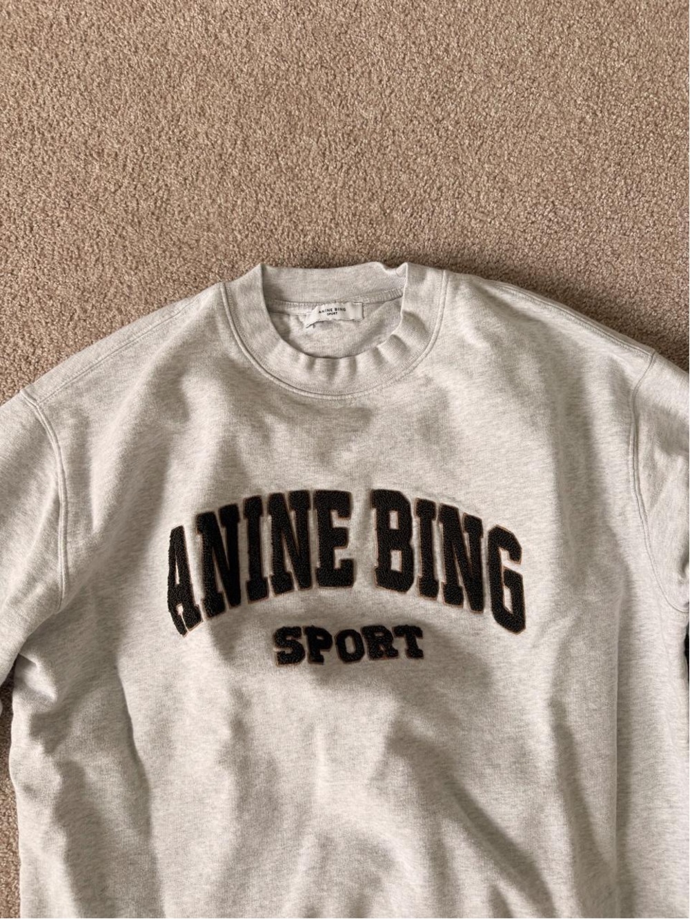 Anine Bing Sport Sweatshirt Light Gray with Black Lettering